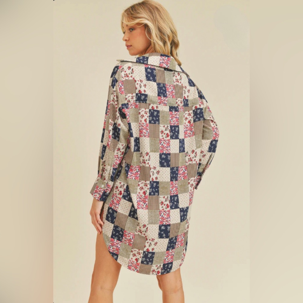 NWT Be Faithful Shirt Dress Oversized Size Medium - Picture 2 of 7